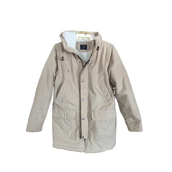 Abercrombie & Fitch Other - Men’s Abercrombie & Fitch Sherpa Lined Parka Size S Khaki Tan Attached Hood